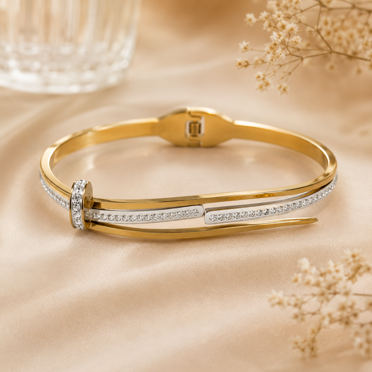 Anti-Tarnish Nail Design Crystal Bracelet