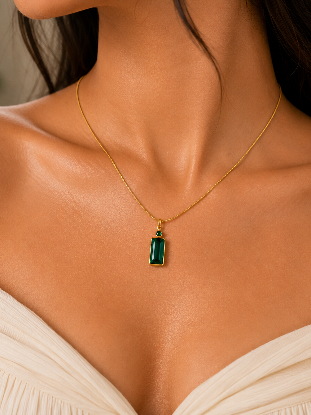 Anti-Tarnish Green Stone Gold Plated necklace for women