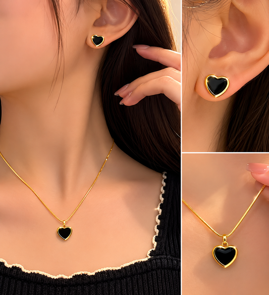 Kiyu Ziyu Anti Tarnish Elegant Love Heart Necklace Set