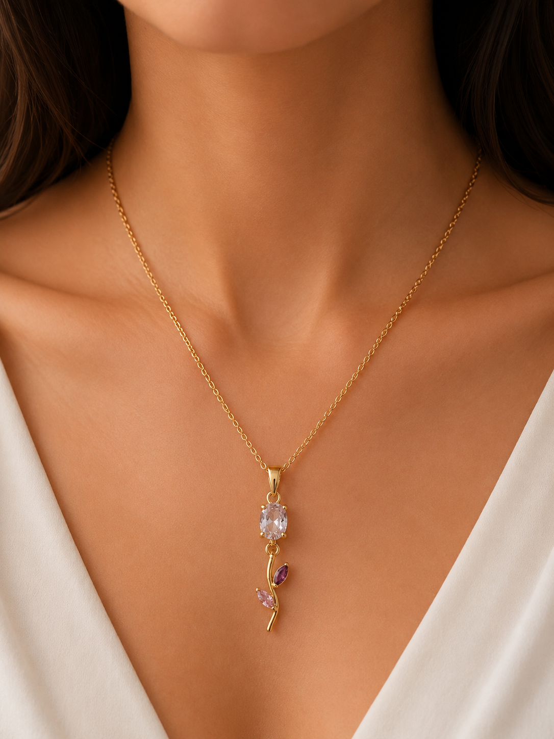 Anti-Tarnish gold plated tulip necklace for women