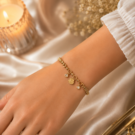 Kiyu Ziyu Rose Heart Charm Bracelet
