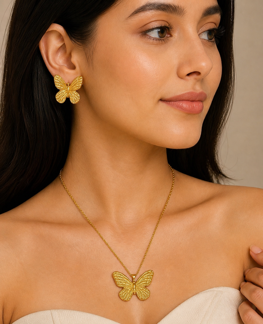 Butterfly Layered Anti Tarnish Stainless Steel Necklace