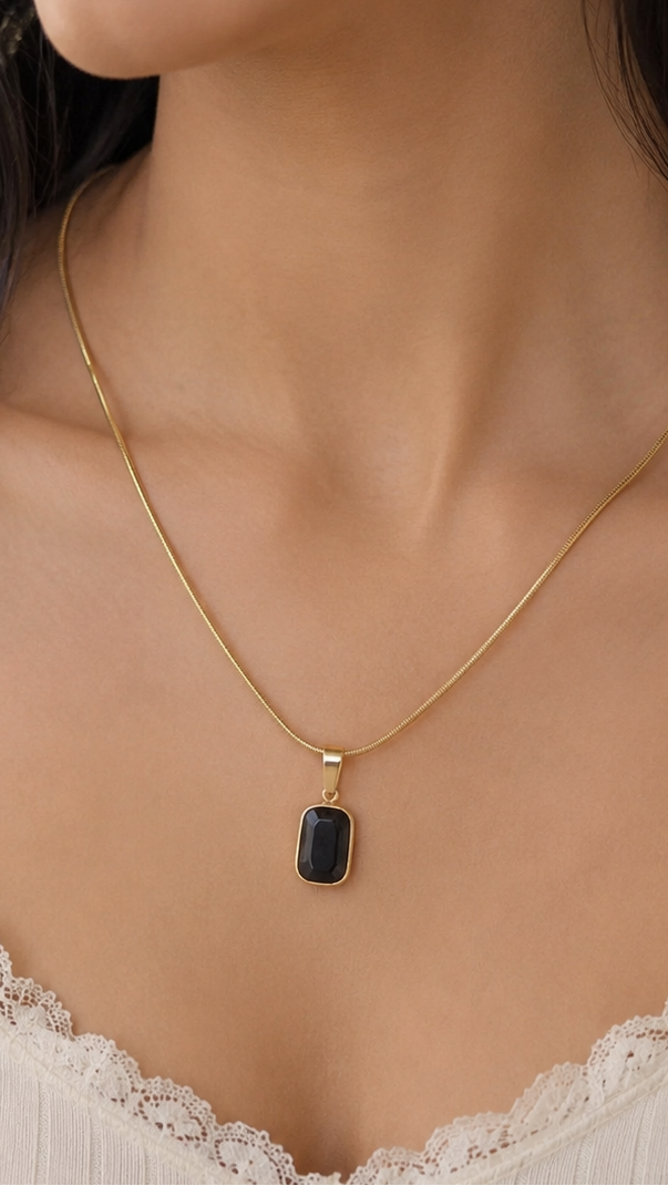 Anti Tarnish Premium Black Crystal Drop Necklace
