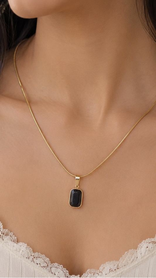 Anti Tarnish Premium Black Crystal Drop Necklace