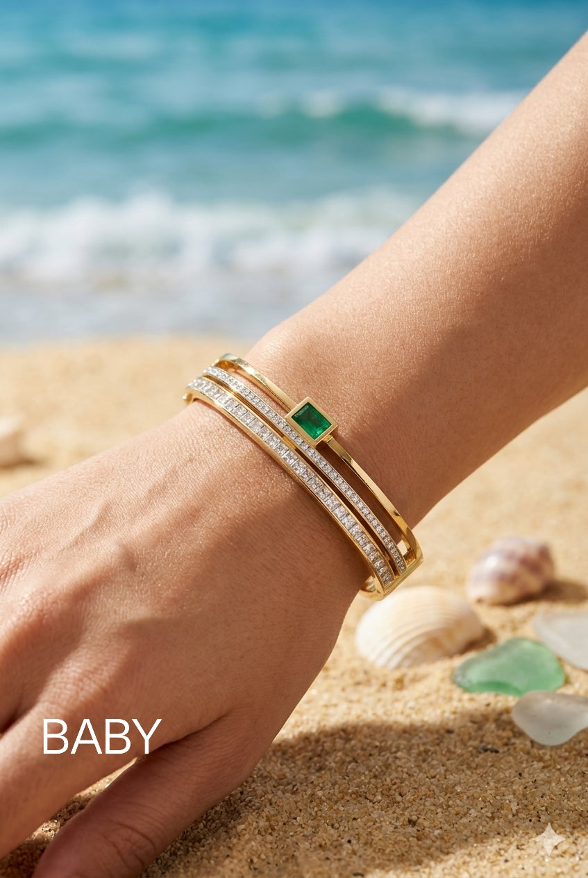 Luxury Anti Tarnish Emerald Crystal Bracelet Baby Size