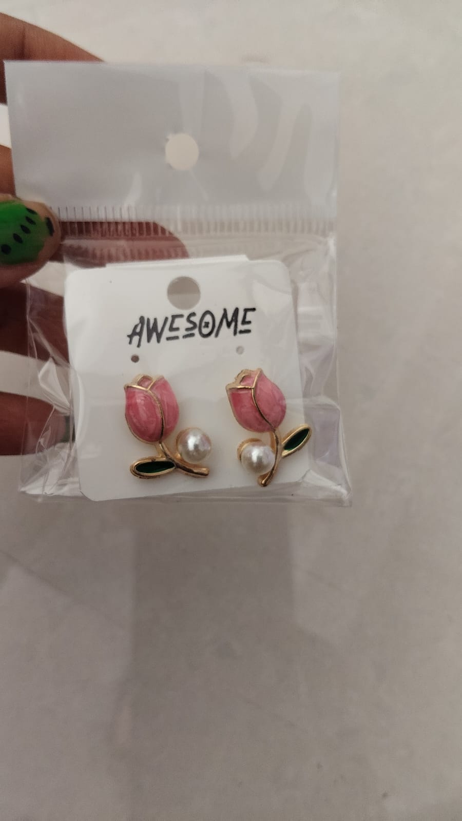 Korean Design Tulip Leaf Pearl Drop Earring