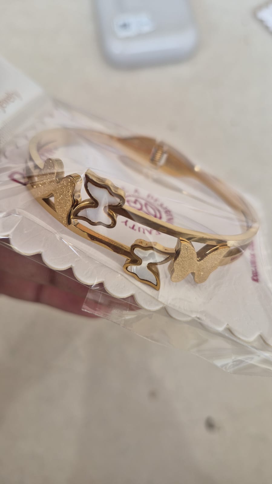 Anti tarnish butterfly bracelet
