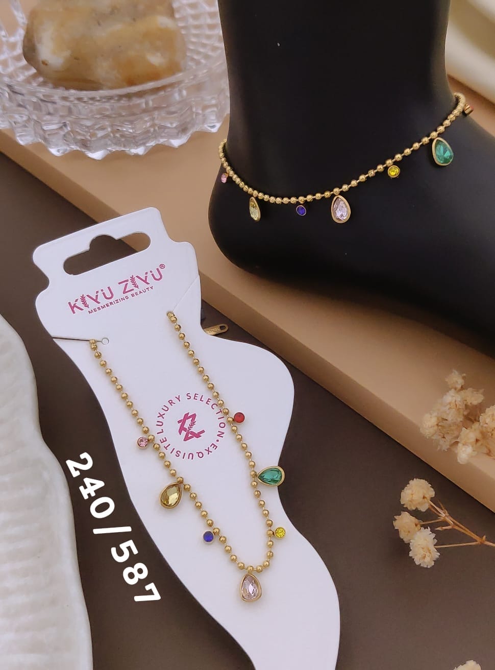 Anti tarnish one sided anklet