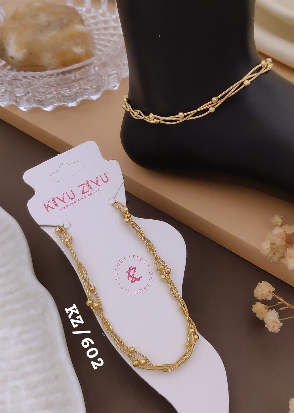 Anti tarnish layered one sided anklet