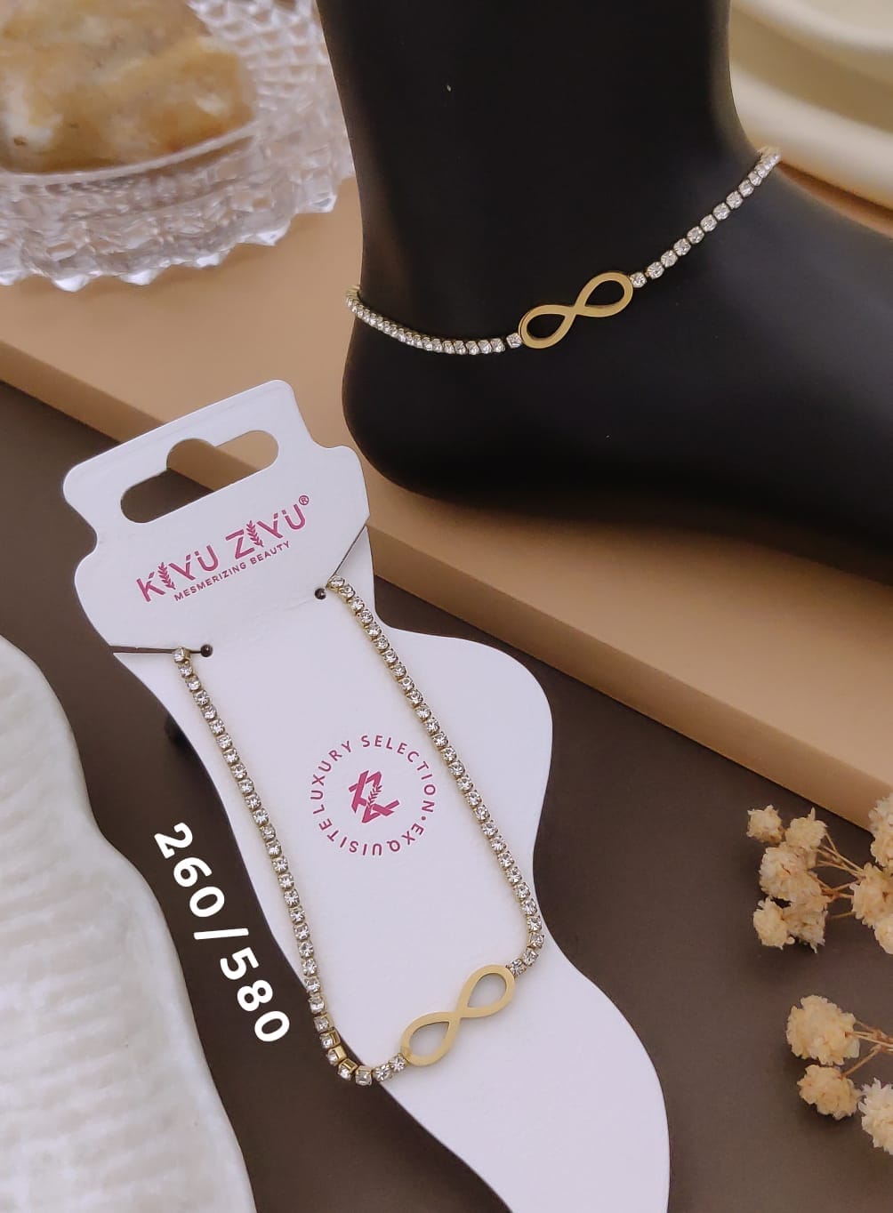 Anti tarnish one sided anklet