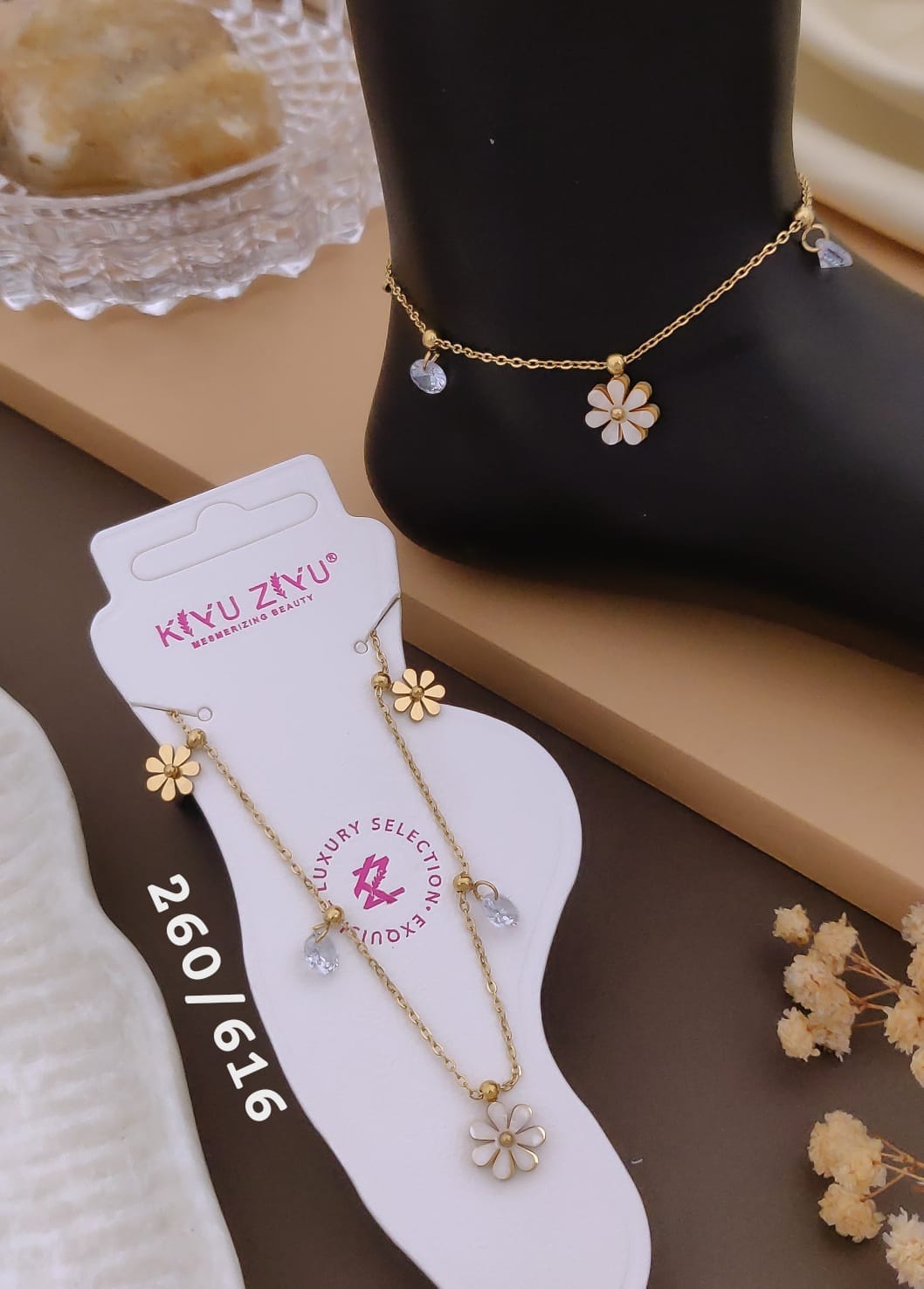 Anti tarnish one sided anklet