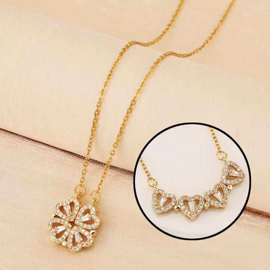 Anti tarnish four petals magnetic neckless