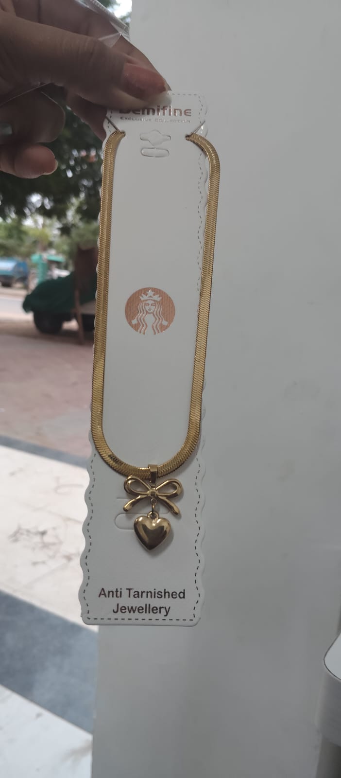Anti Tarnish Bow Heart Snake Chain Necklace