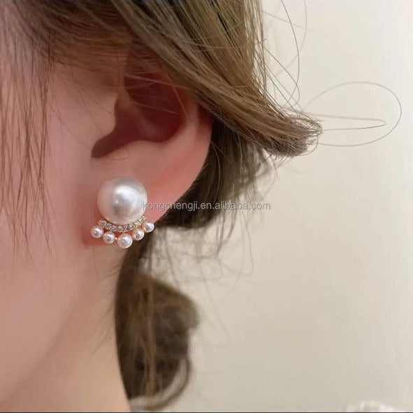 Korean Big Pearl White Earring
