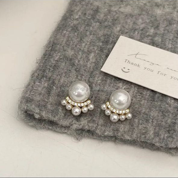 Korean Big Pearl White Earring