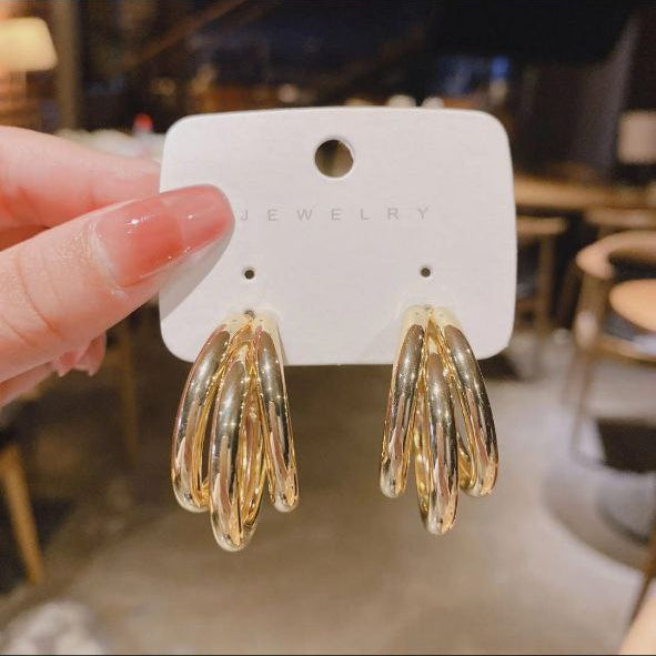 Korean Chunky Layered Hoop Earrings