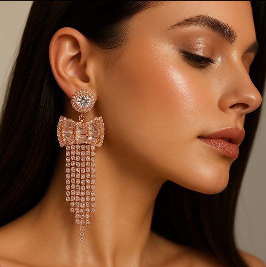 Korean Bow Tassel Earrings
