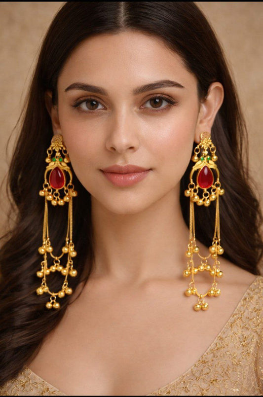 Kashmiri Traditional Long Earrings