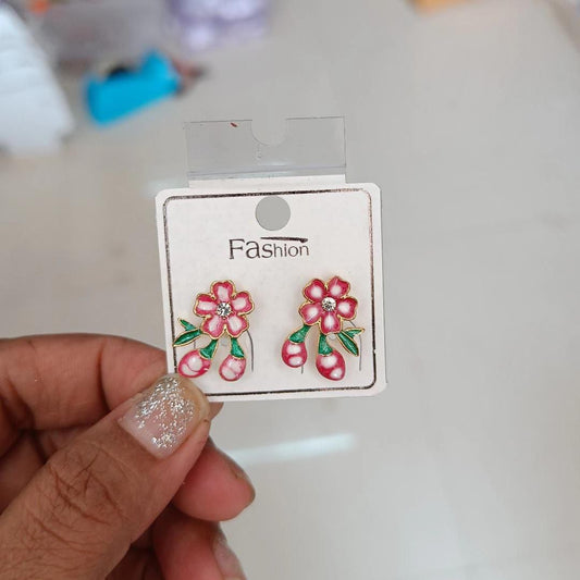 Korean Cute flower enamel design Earring