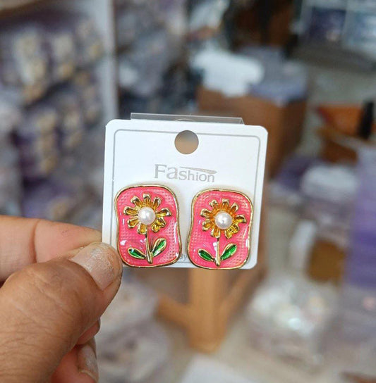 Korean Trendy Enamel Daisy Stud Earrings