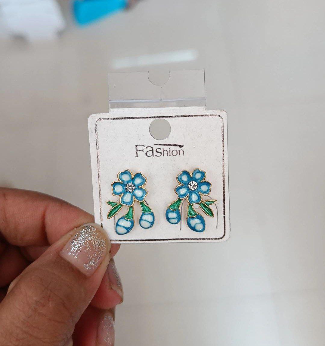 Korean Cute flower enamel design Earring