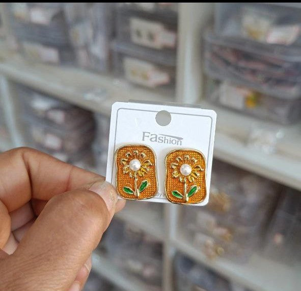 Korean Trendy Enamel Daisy Stud Earrings