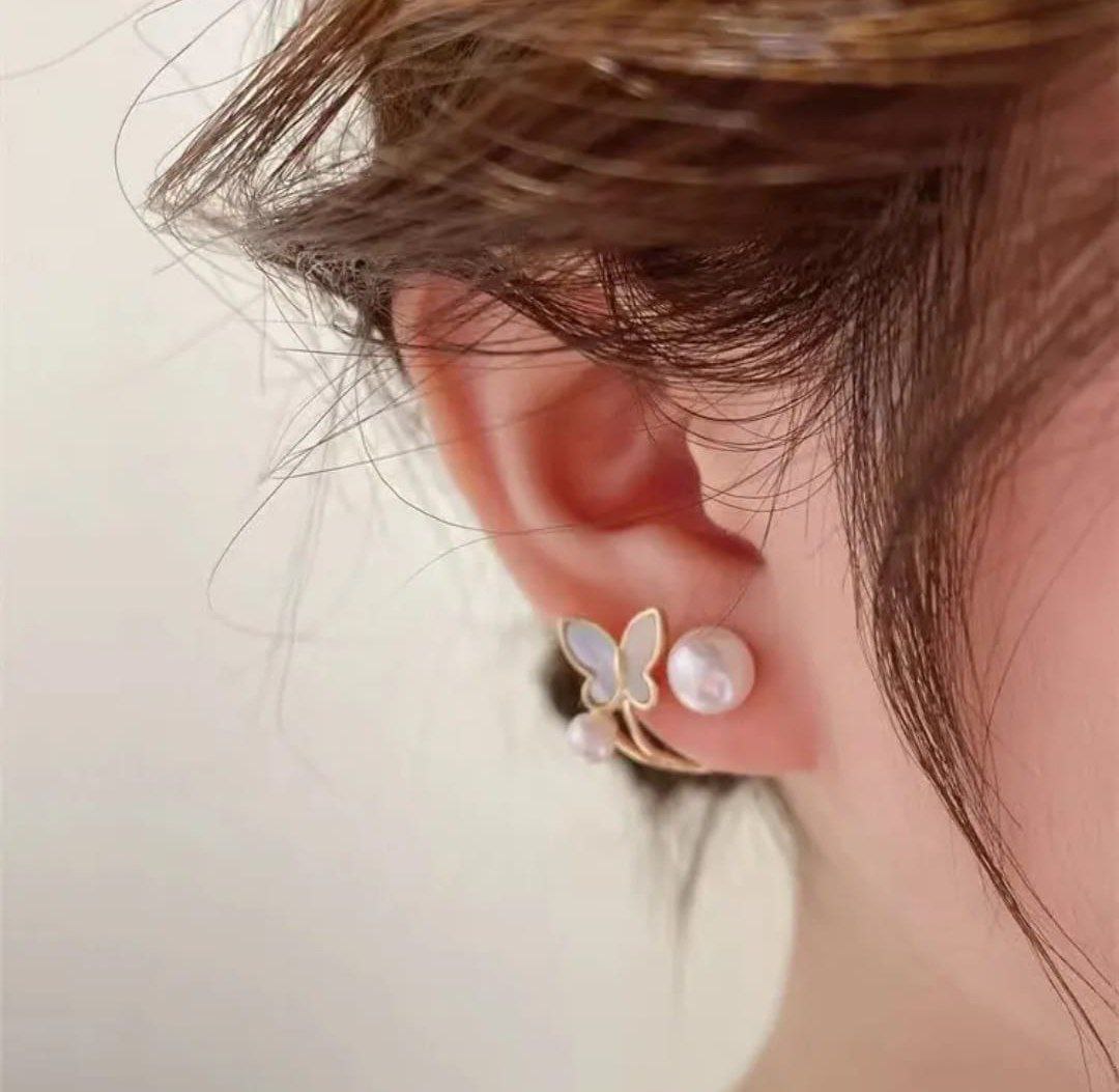 Korean Butterfly Flutter Stud Earring