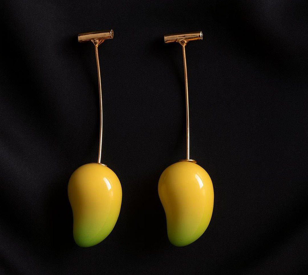 Korean Cute Mango Design Long Drop Earrings