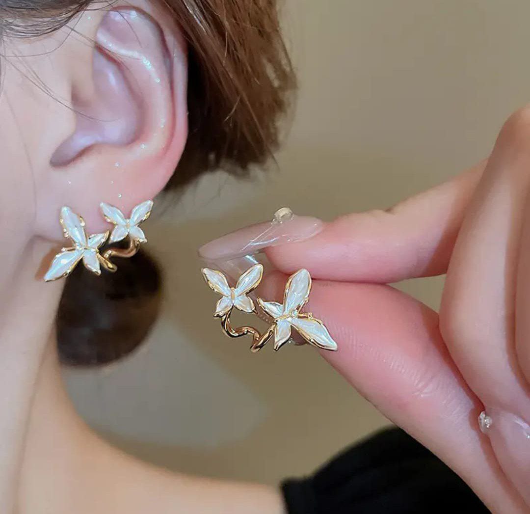 Korean Butterfly Bloom Stud Earrings