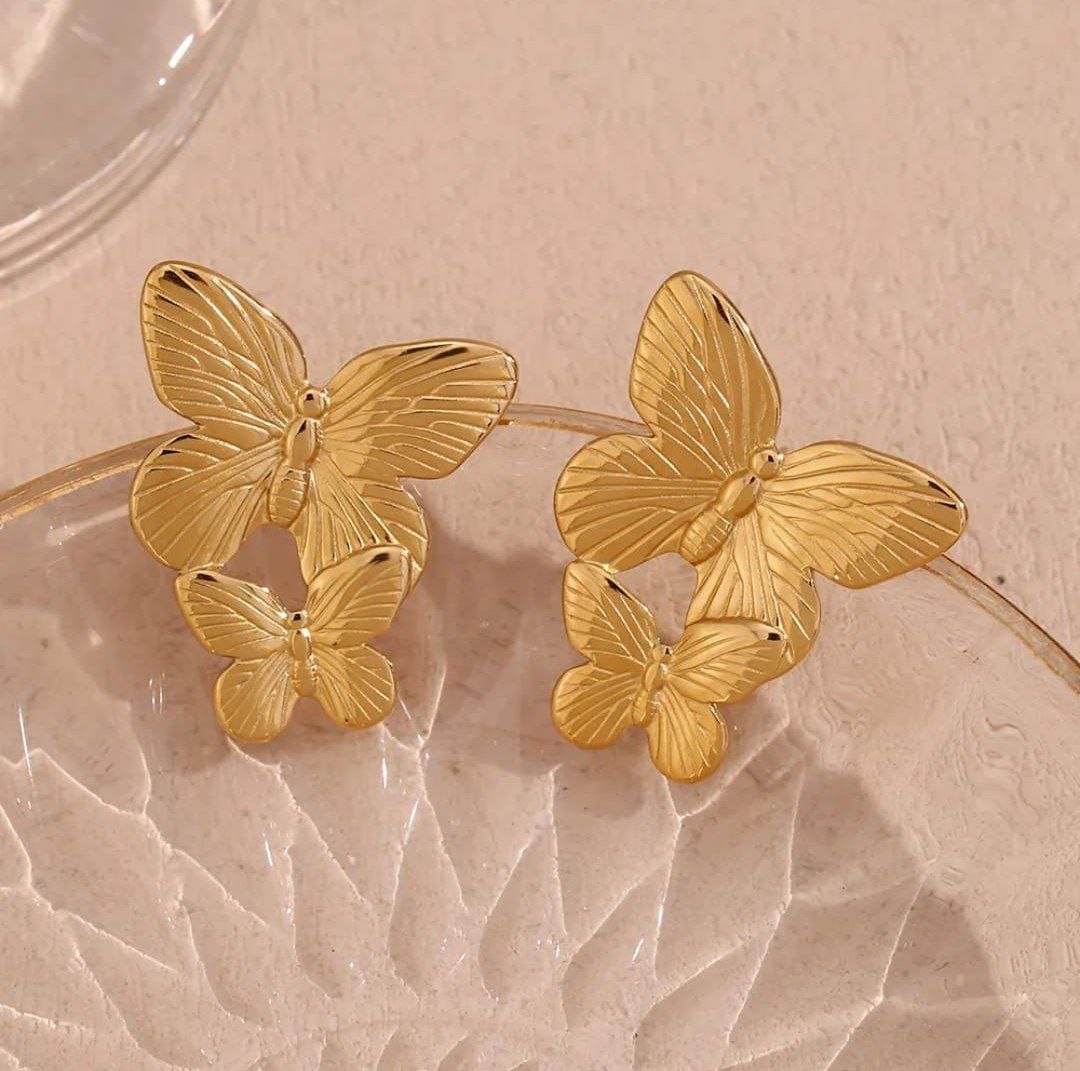 Korean Style Twin Butterfly Earrings