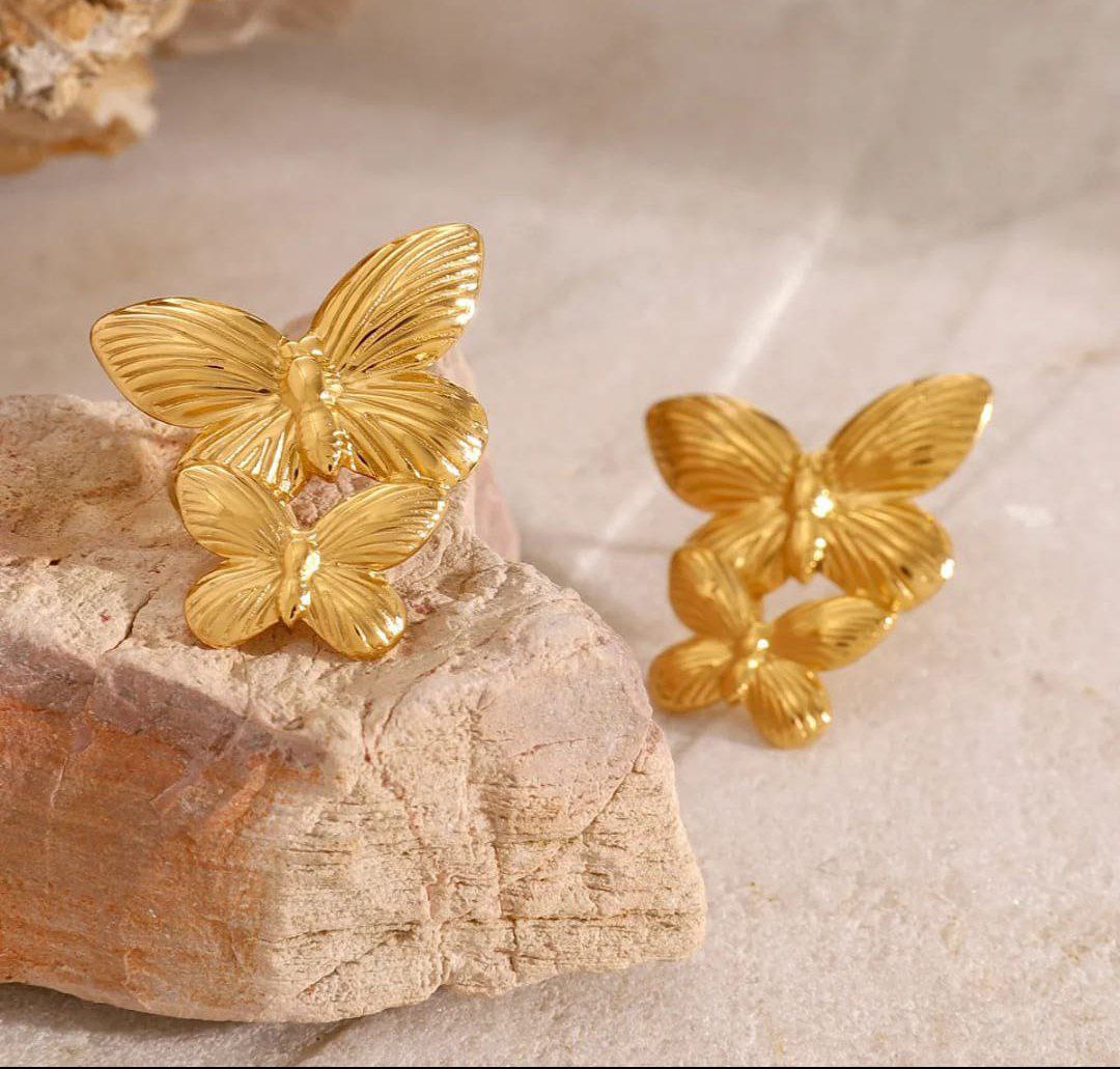 Korean Style Twin Butterfly Earrings