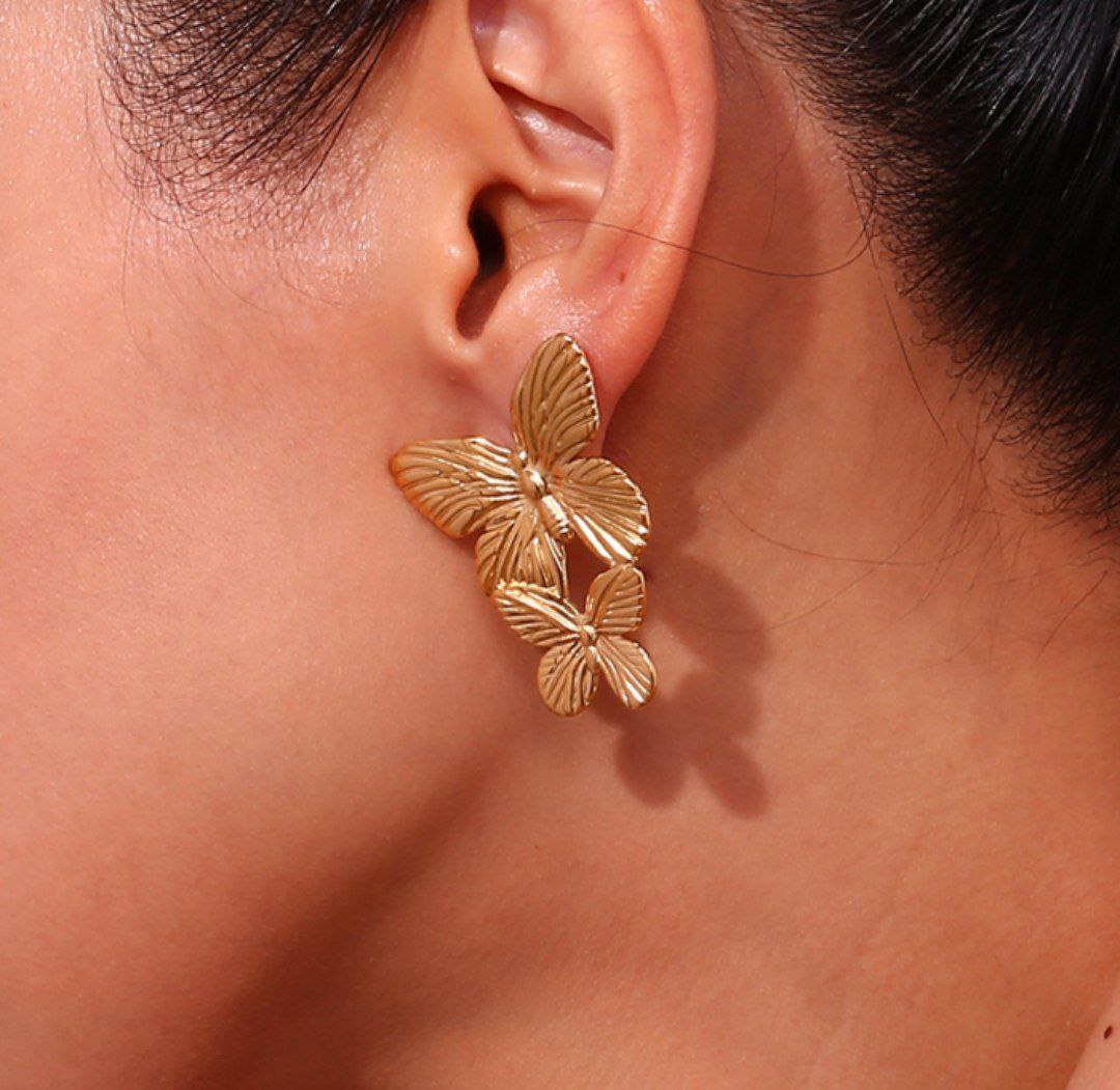 Korean Style Twin Butterfly Earrings