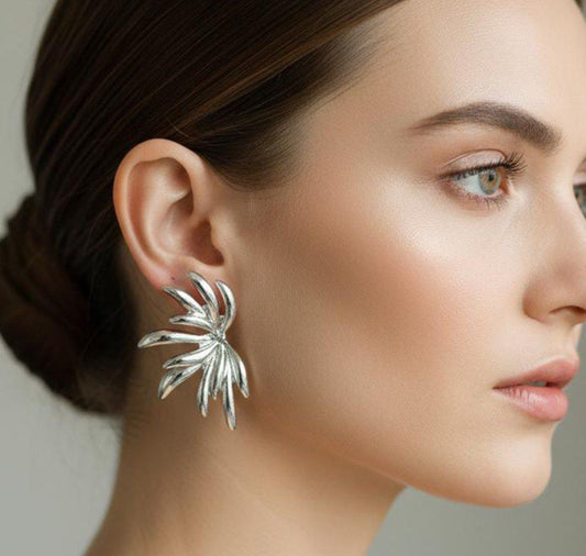 Korean Style Leaf Statement Earring