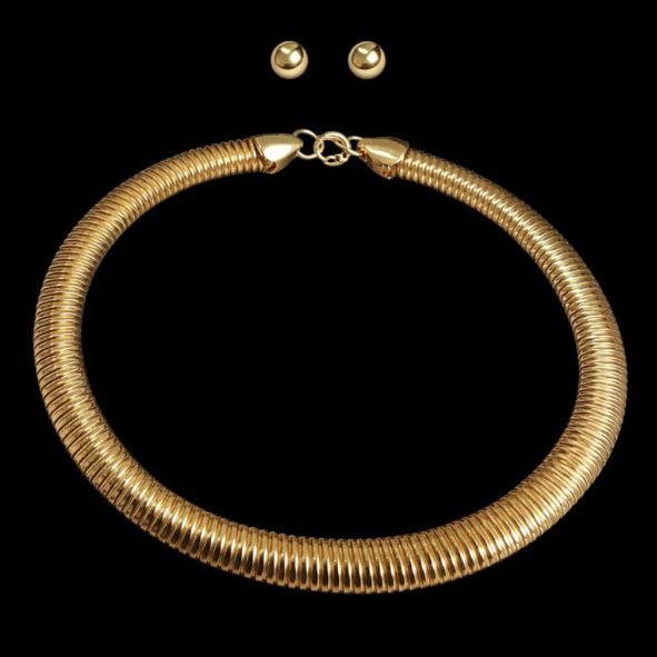 Golden Coil Choker Combo Set