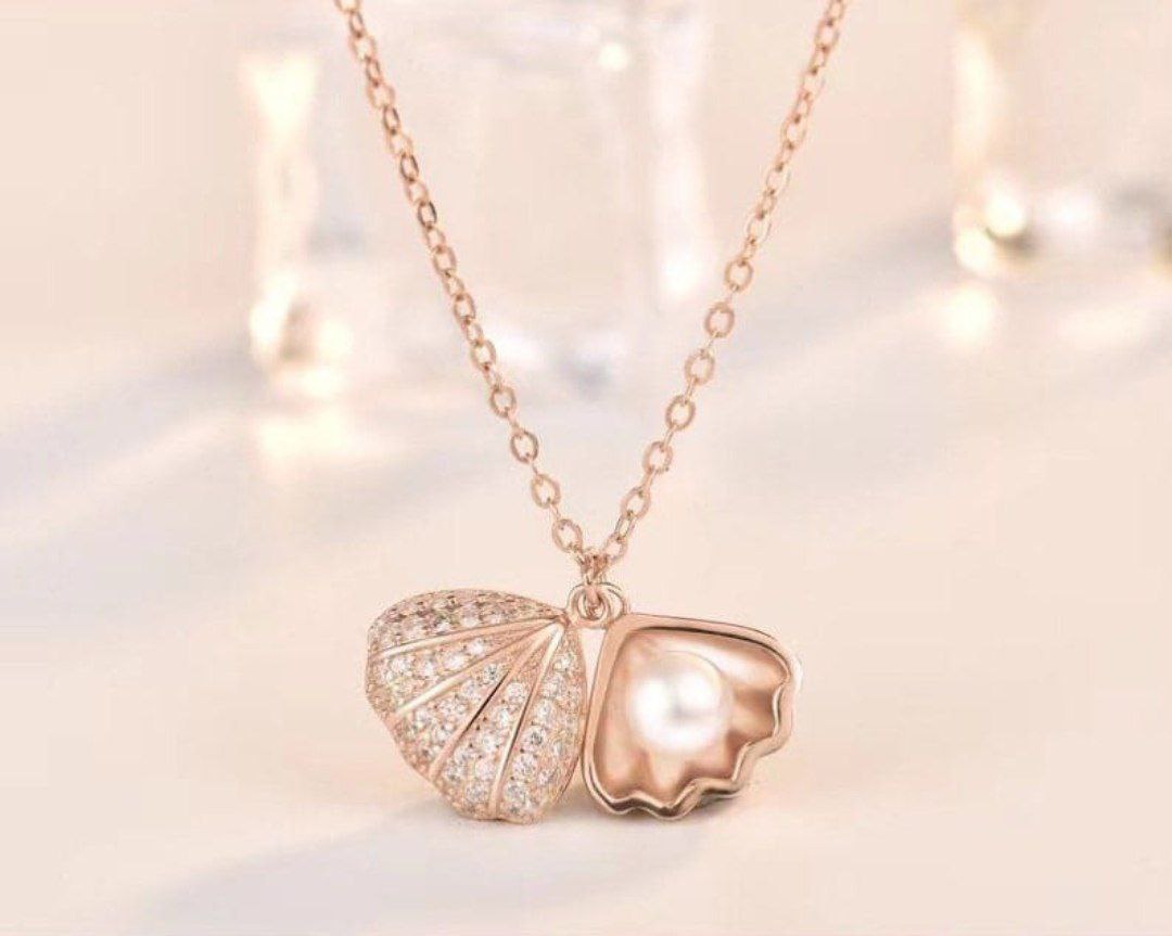 Elegant Rose Gold Shell Pearl Pendant Necklace for Women