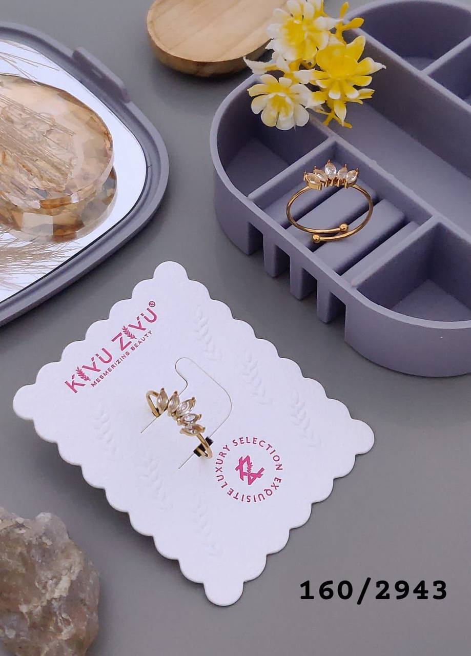 Golden Leaf Crystal Adjustable Ring