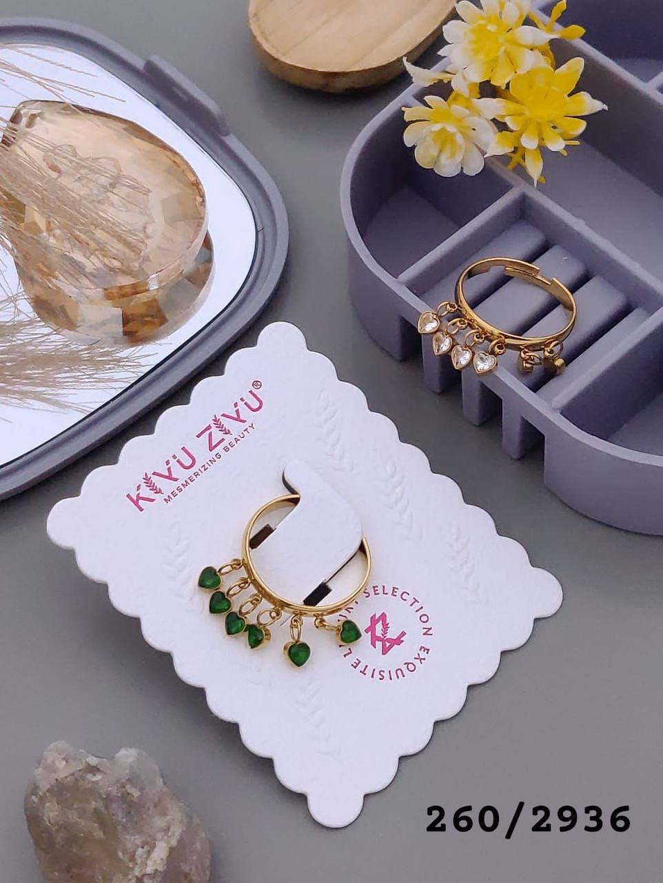 Kiyu Ziyu Heart Charm Adjustable Ring