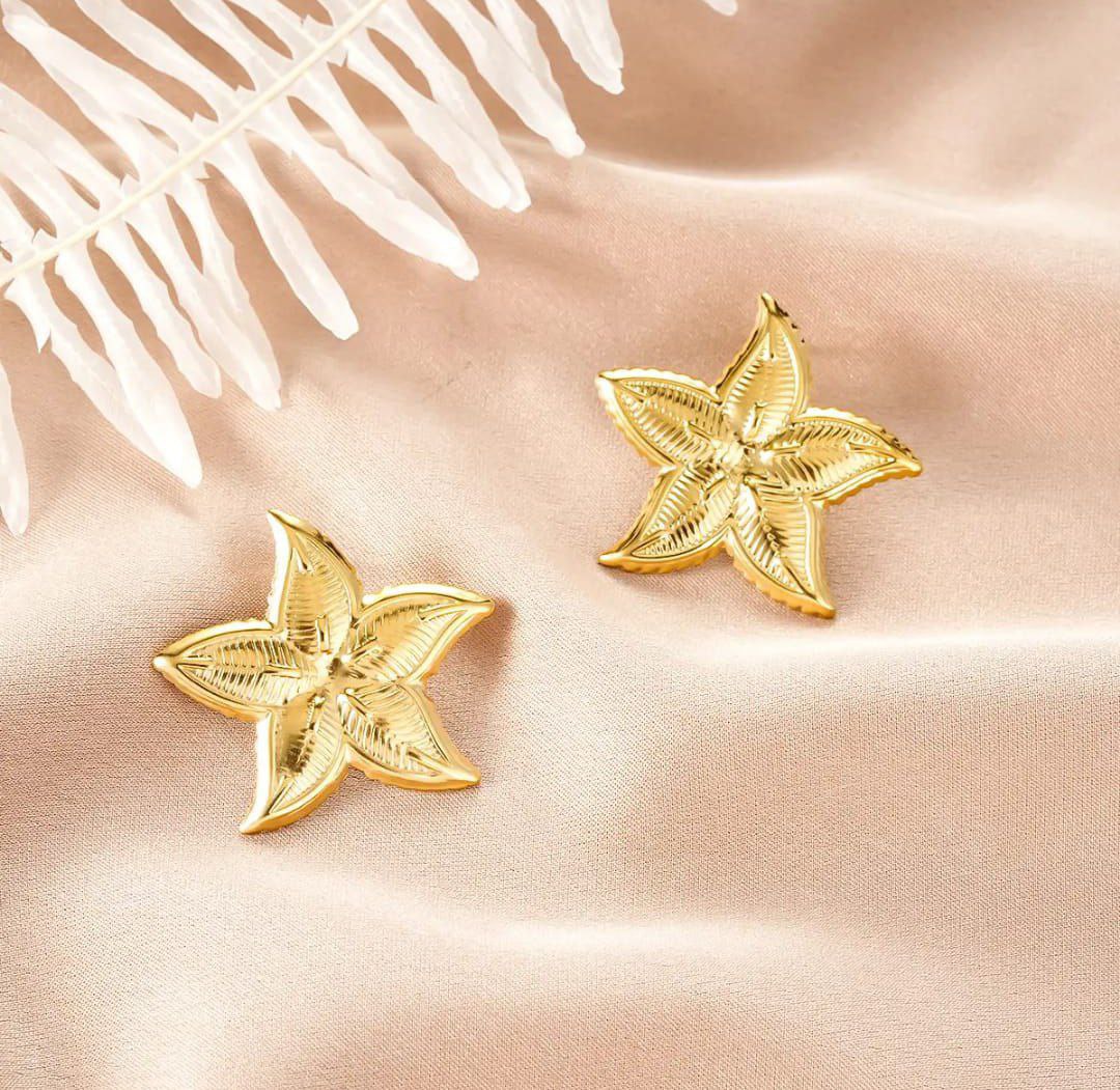 Anti-Tarnish Gold Star-Shaped Earrings