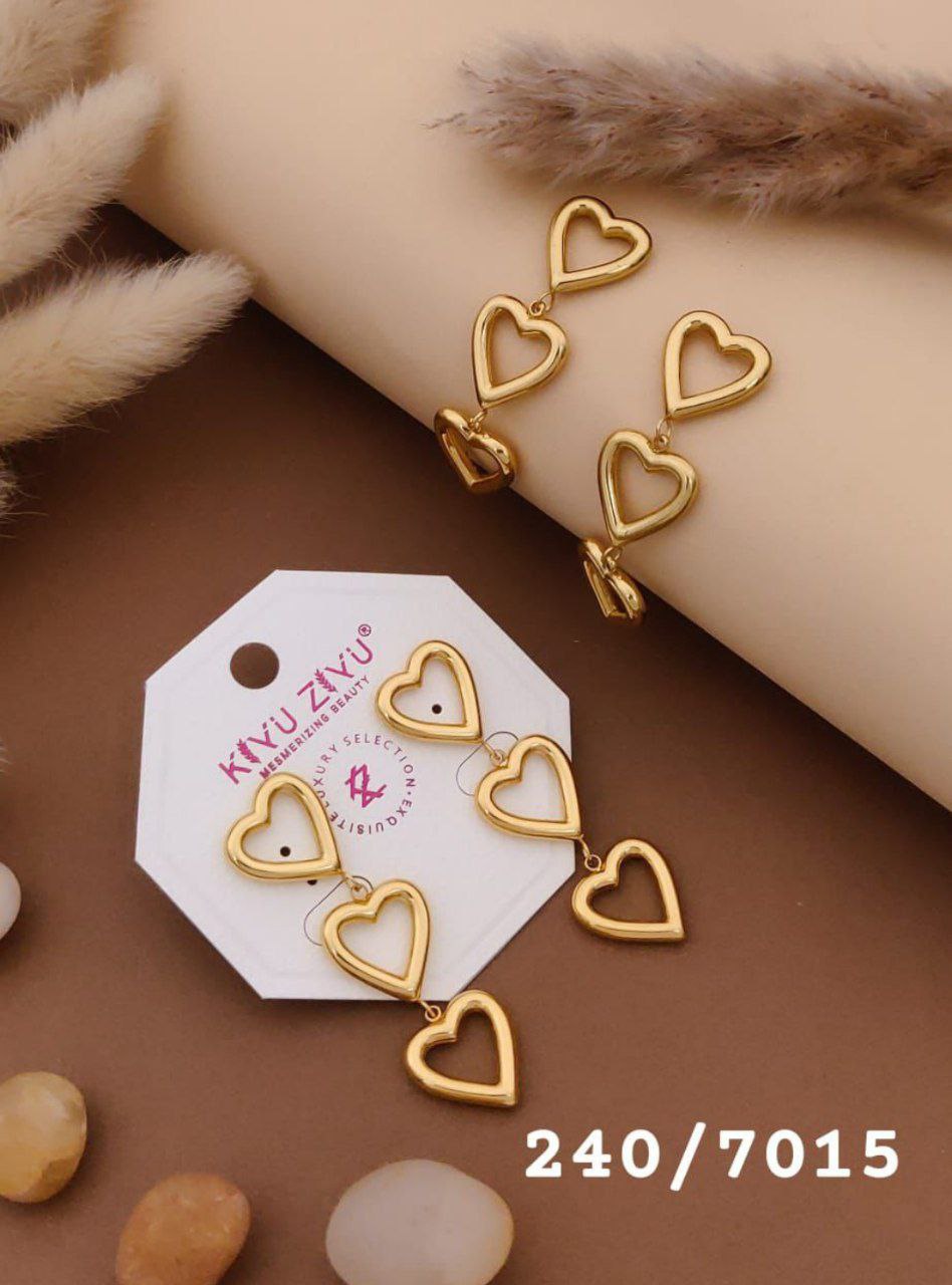 Golden Heart Drop Earrings for Women