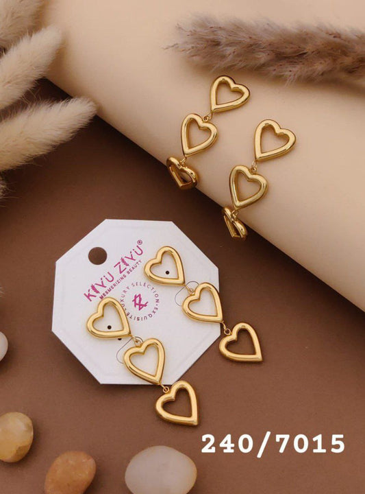 Golden Heart Drop Earrings for Women