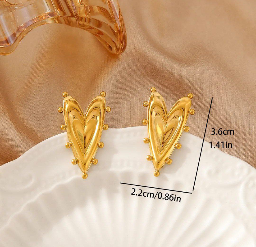 Premium Anti-Tarnish Glossy Heart Gold Earrings
