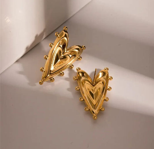 Premium Anti-Tarnish Glossy Heart Gold Earrings