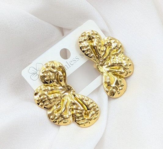 Anti-Tarnish Gold butterfly-shaped earrings