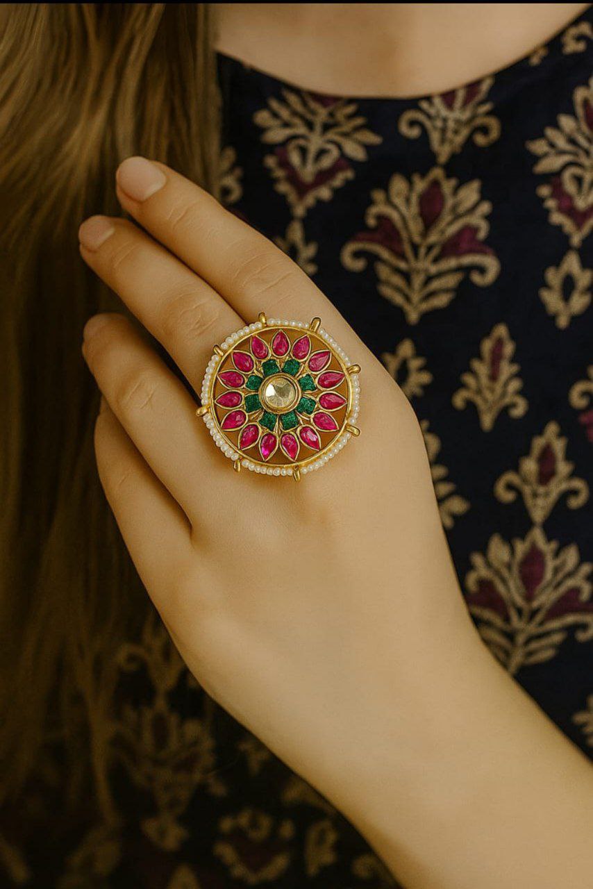 Ruby Multicolor Kundan Designer Ring