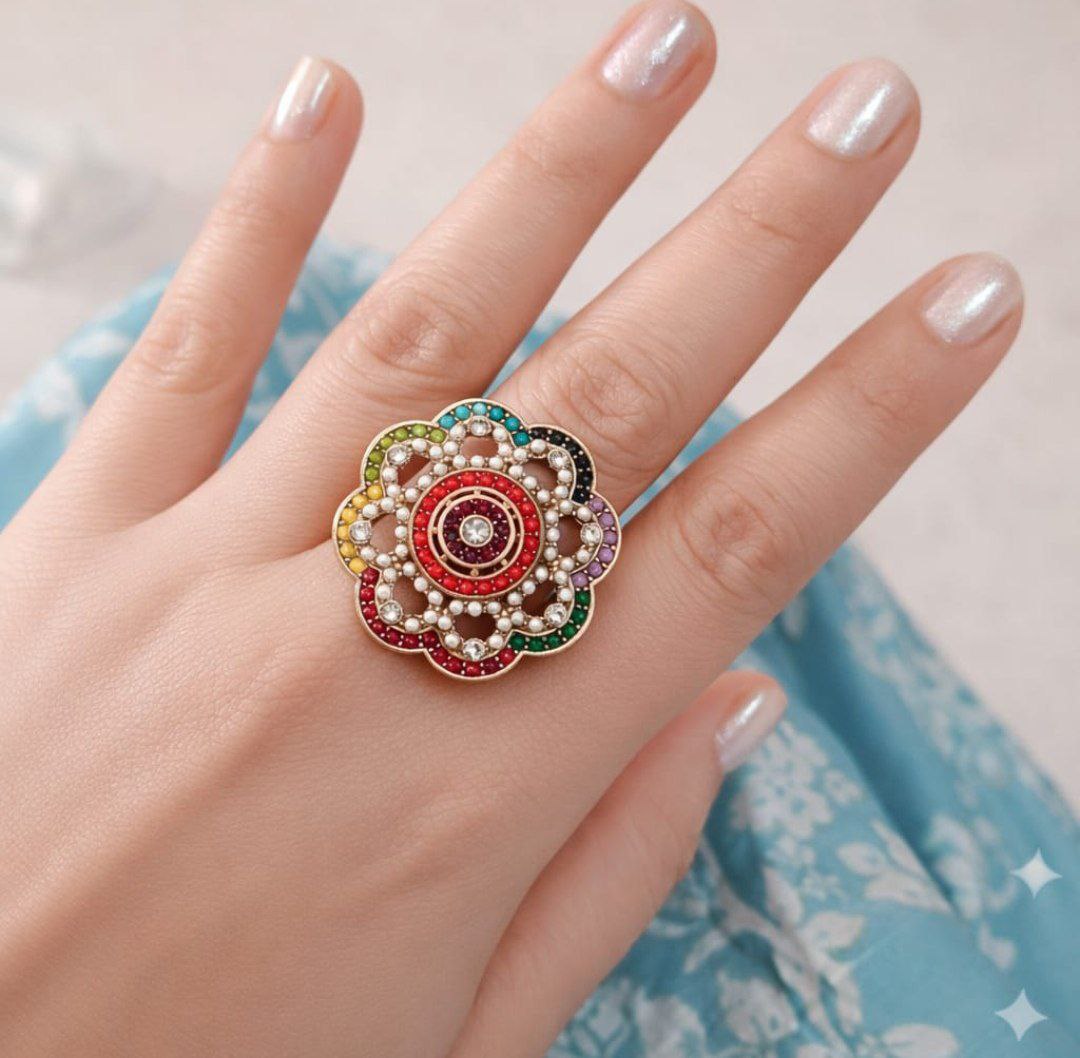 Multicolor Floral Statement Ring