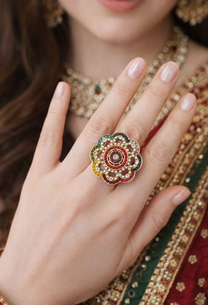 Multicolor Floral Statement Ring
