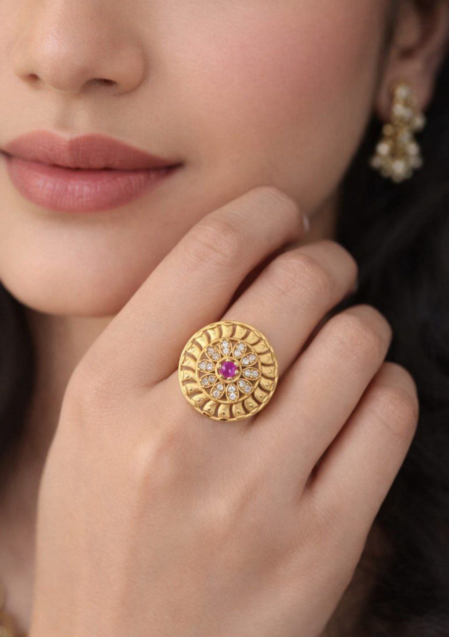 Premium Gold Ruby Statement Ring