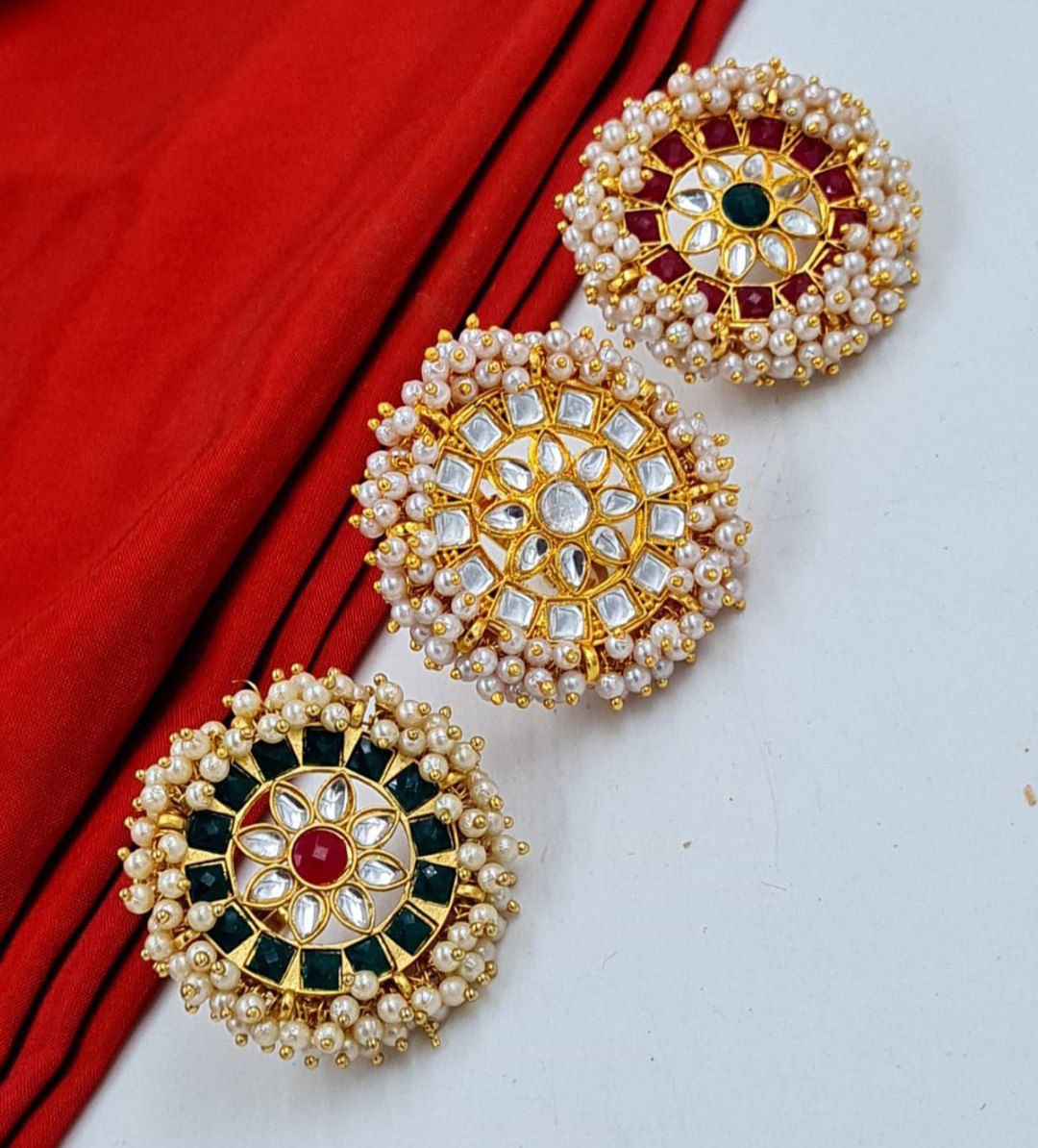 Royal Kundan Pearl Statement Ring Collection – Adjustable Floral Rings