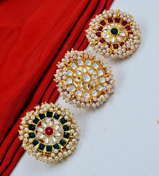 Royal Kundan Pearl Statement Ring Collection – Adjustable Floral Rings