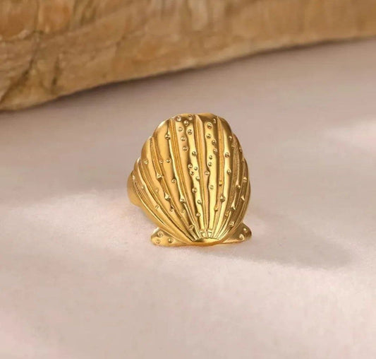 Golden Seashell Statement Ring